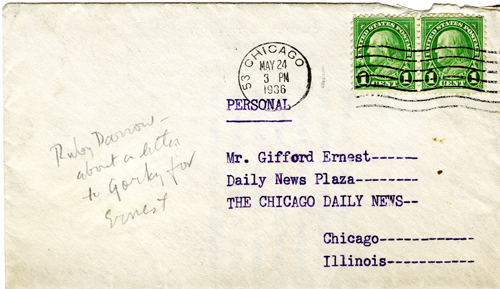 Ruby Darrow to Gifford Ernest, May 22, 1936 envelope