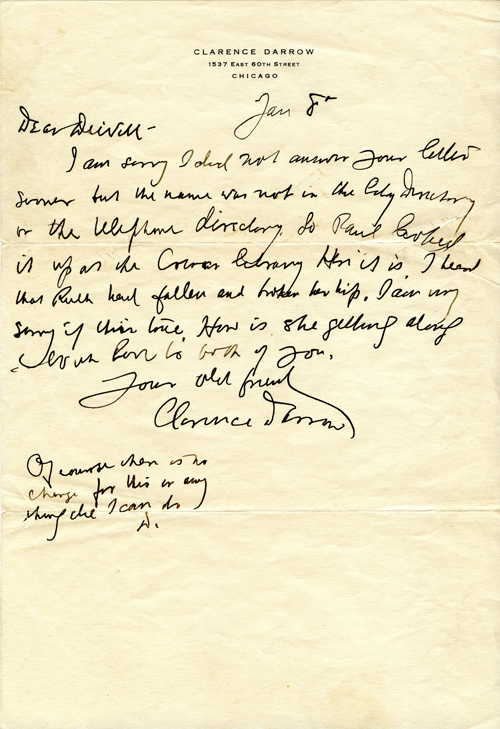 Clarence Darrow to DeWitt Root, Jan 8, 1933