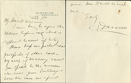 Image 1 of letter from   Clarence Darrow to   John Wourms