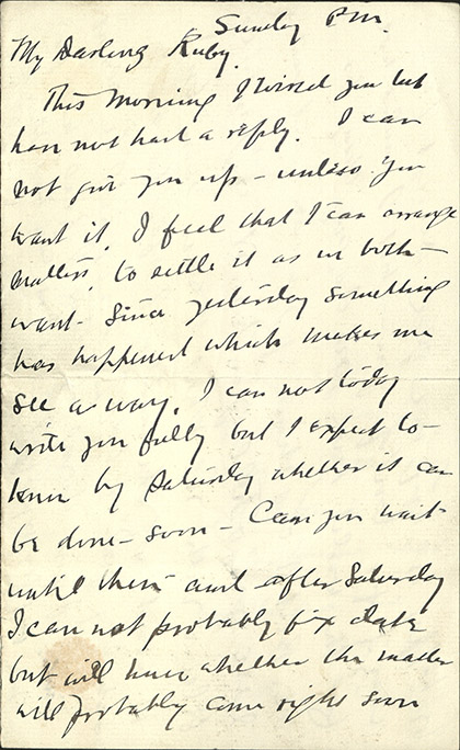 Image 1 of letter from   Clarence Darrow to   Ruby Darrow