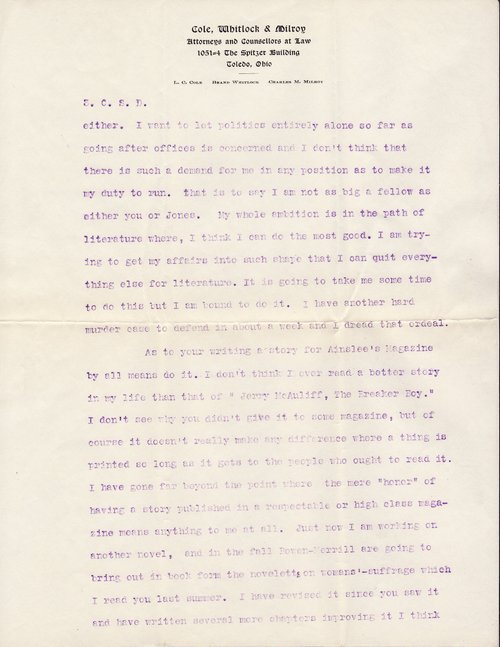 Brand Whitlock to Clarence Darrow, February 11, 1903, page three
