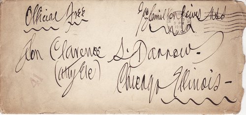 James Hamilton Lewis to Clarence Darrow, February 10, 1918,envelope