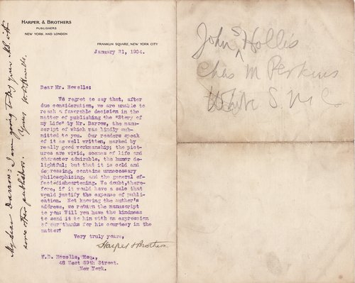 William Dean Howells to Clarence Darrow, January 21, 1904