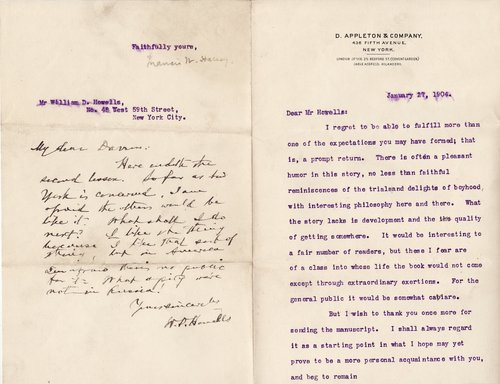 William Dean Howells to Clarence Darrow, January 27, 1904