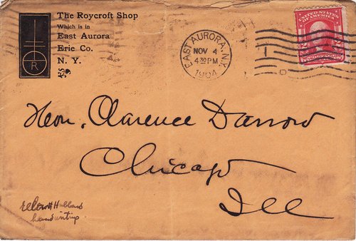 Elbert Hubbard to Clarence Darrow, November 2, 1904, envelope