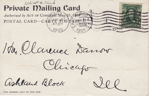 Elbert Hubbard to Clarence Darrow, April 25, 1905, postcard address