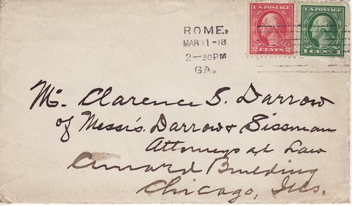 Paul O. Stensland to Clarence Darrow, March 10, 1918, envelope front