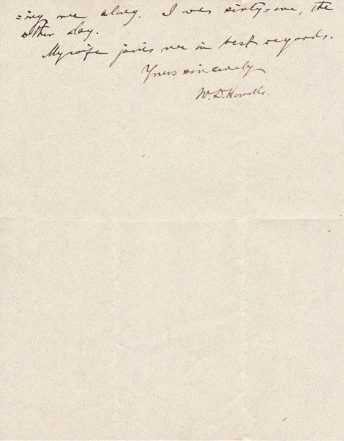 William Dean Howells to Clarence Darrow, March 16, 1898, page two
