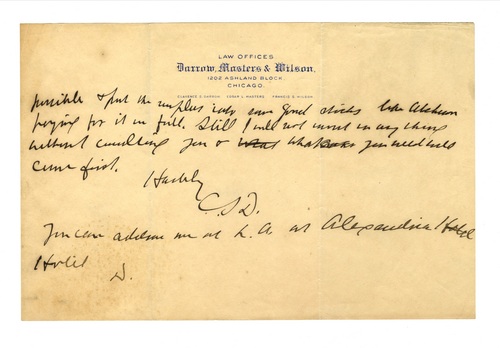 Clarence Darrow to Paul Darrow, May 14, 1911 page two