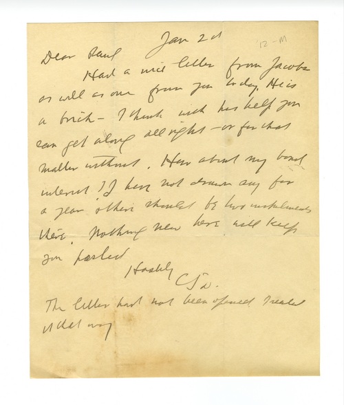 Clarence Darrow to Paul Darrow, January 2, 1912