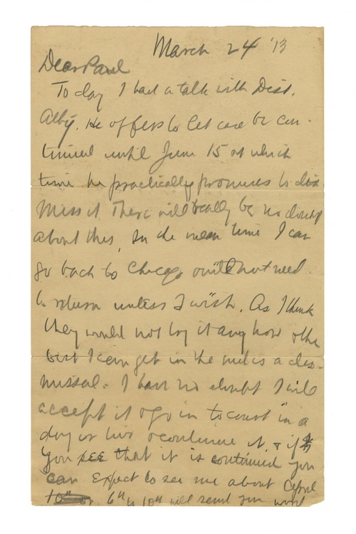 Clarence Darrow to Paul Darrow, March 24, 1913, page one