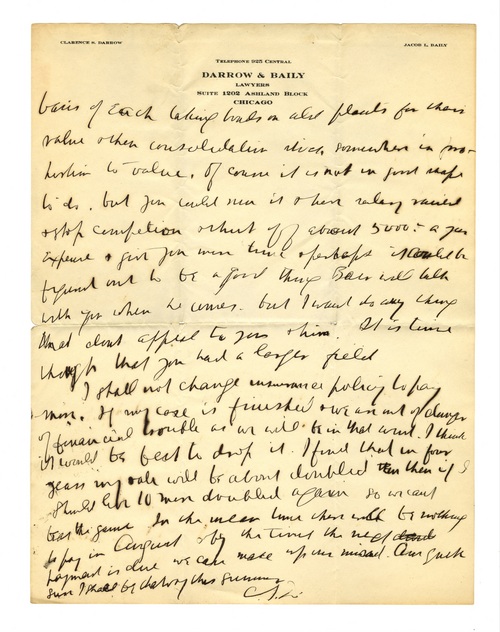 Clarence Darrow to Paul Darrow, June 25, 1913, page two