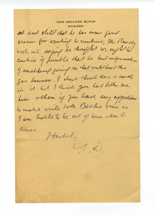 Clarence Darrow to Paul Darrow, October 12, 1913, page two