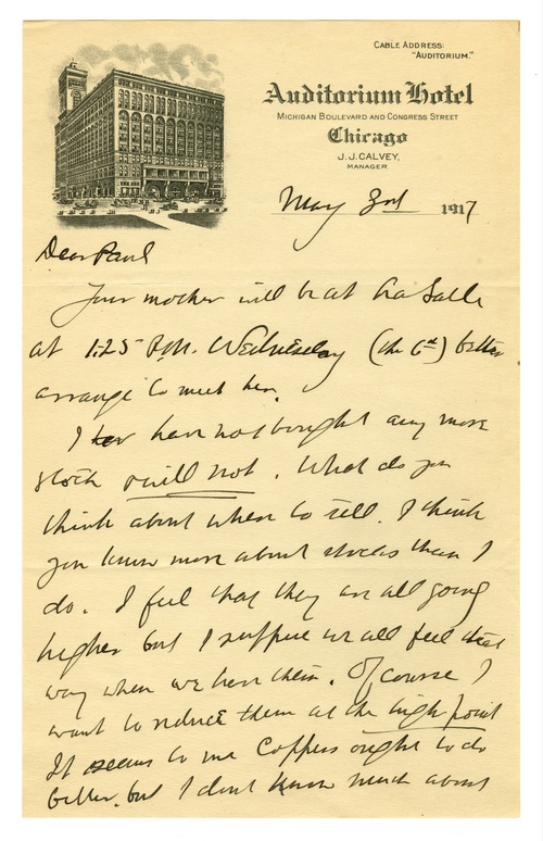 Clarence Darrow to Paul Darrow, May 3, 1917, page one