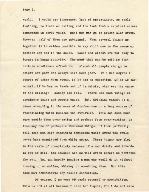 Clarence Darrow to William Ewing, January 23, 1928, page two