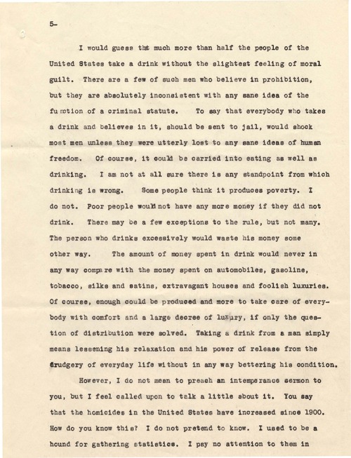 Clarence Darrow to William Ewing, January 23, 1928, page five
