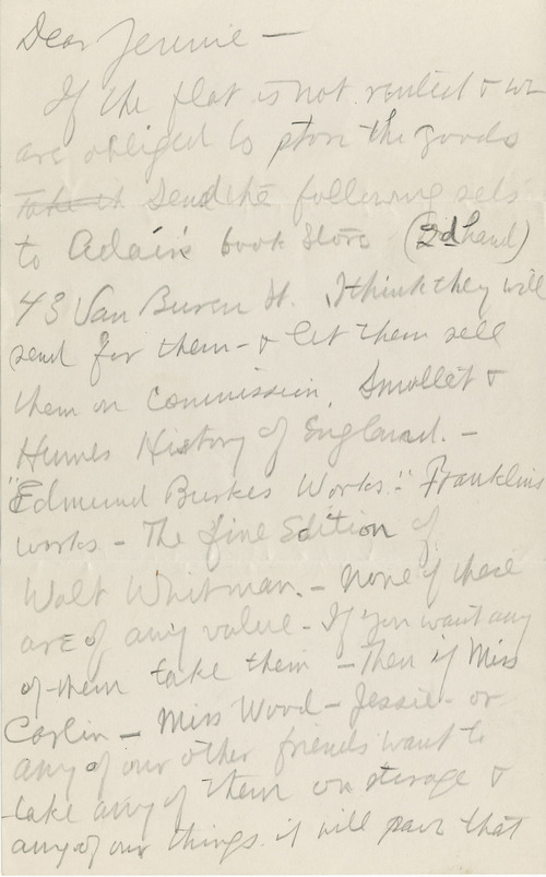 Clarence Darrow to Jennie Darrow Moore, December 30, 1913, page one