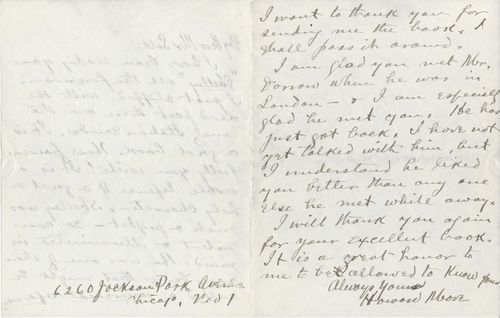 J. Howard Moore to Henry Salt, November 1, 1903, page two