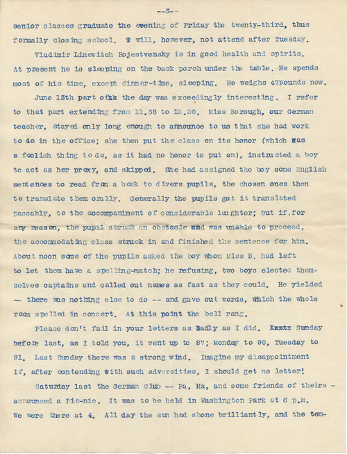 Karl K. Darrow to Ruby J. Splitstone, June 13, 1905, page three