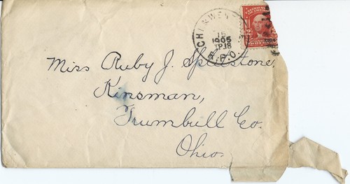 Karl K. Darrow to Ruby J. Splitstone, June 13, 1905, envelope front