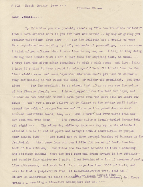 Ruby Darrow to Jennie Darrow Moore, November 25, 1911, page one