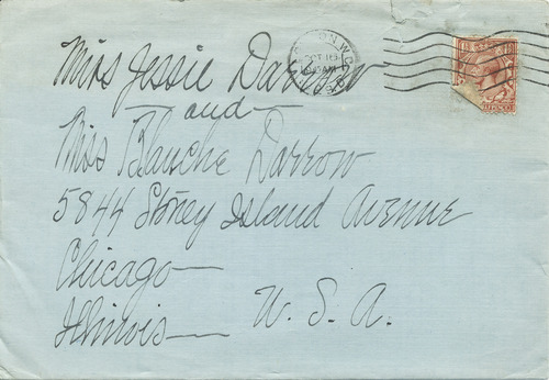 Ruby Darrow to Jessie Darrow Lyon, October 16, 1929, envelope, front