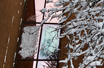 Snow covered tree in front of Exterior of Walter F. Mondale Hall