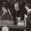 Vice President Mondale with UMN Regent Wenda Moore and President Peter McGrath at the 1978 dedication of the Law School building.