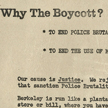 Handbill urging a boycott of Berkeley businesses