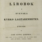 Title page of Lärobok i svenska kyrkolagfarenheten – Försök.