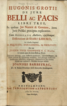 Title page of 'Hugo Grotius, De jure belli ac pacis'