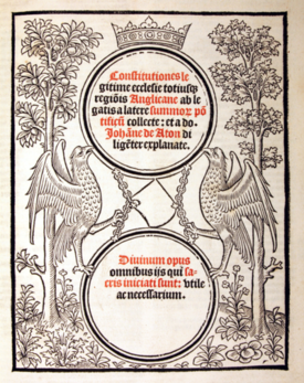 illustrated page from Constitutiones Angliae
